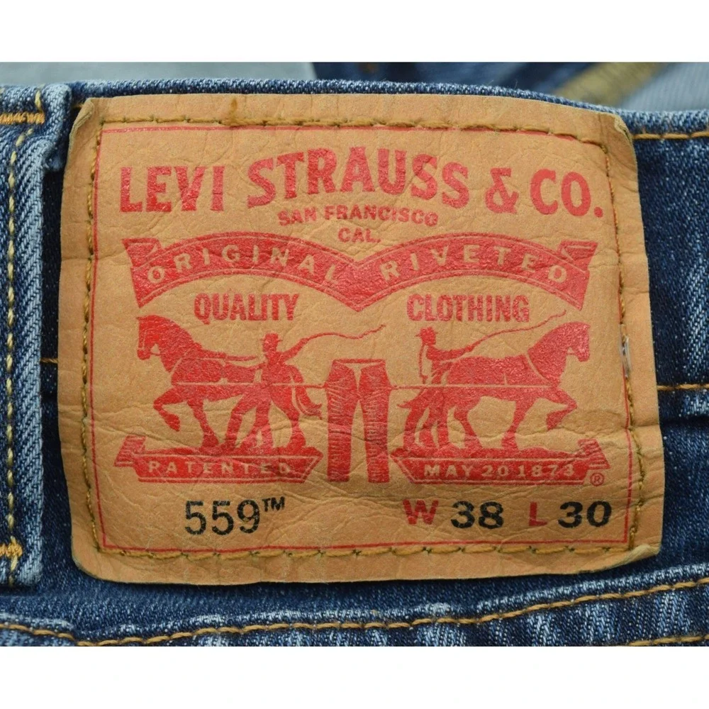 Levi's 559 Relaxed Straight Jeans Men's 38x30 (Measures 38x29) Dark Wash Stretch
